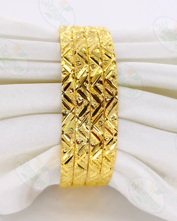 Floral Cutwork Gold Bangle