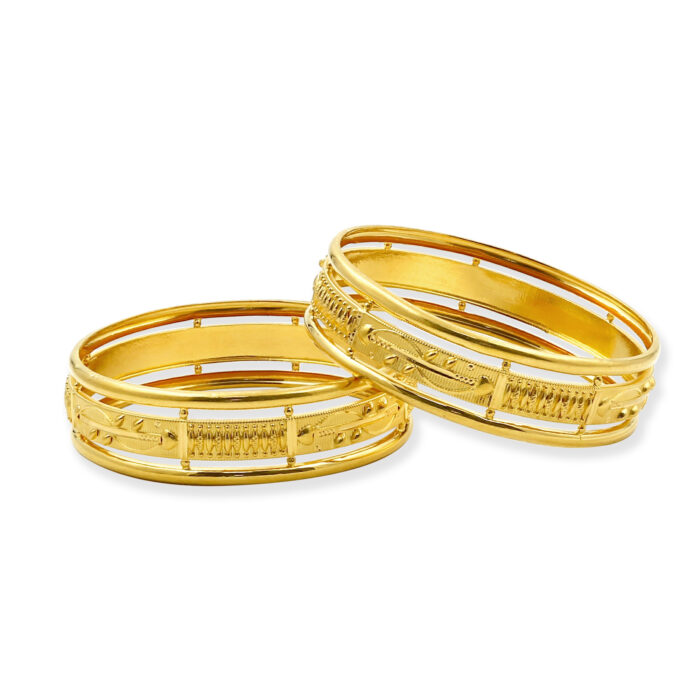 Floral Cutwork Gold Bangle